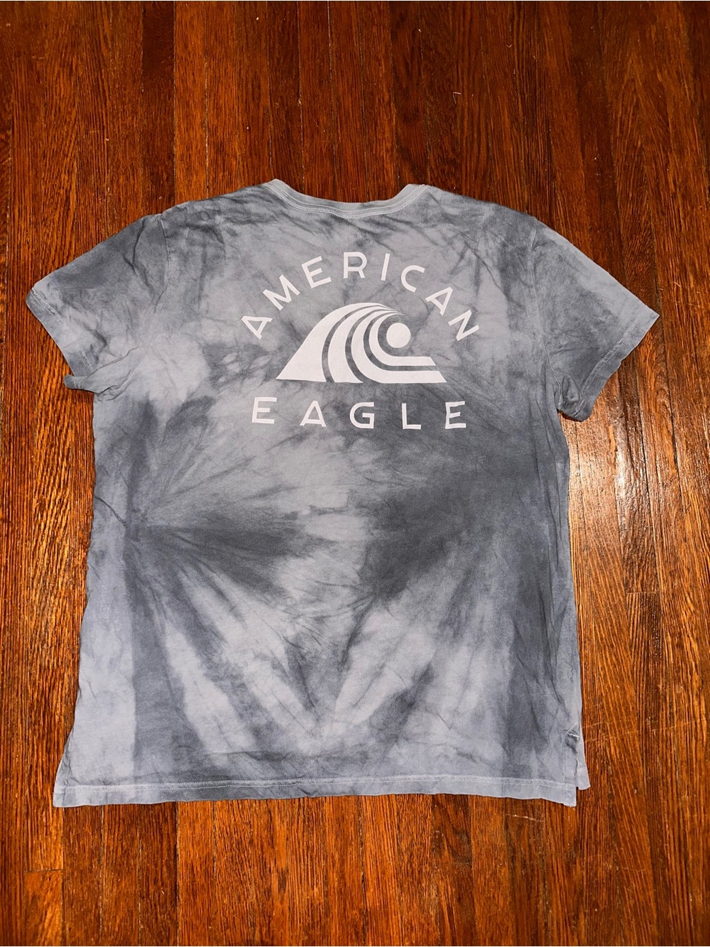 Women’s Large American Eagle Gray White Tie Die Surfer Shirt
